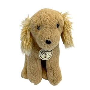 Hallmark "My Best Friend" Plush Puppy Golden Retriever Collar Tan Brown Shaggy